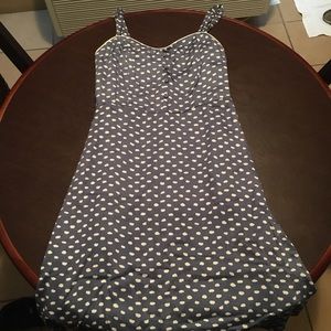 Romy blue dress with white “polka dots”